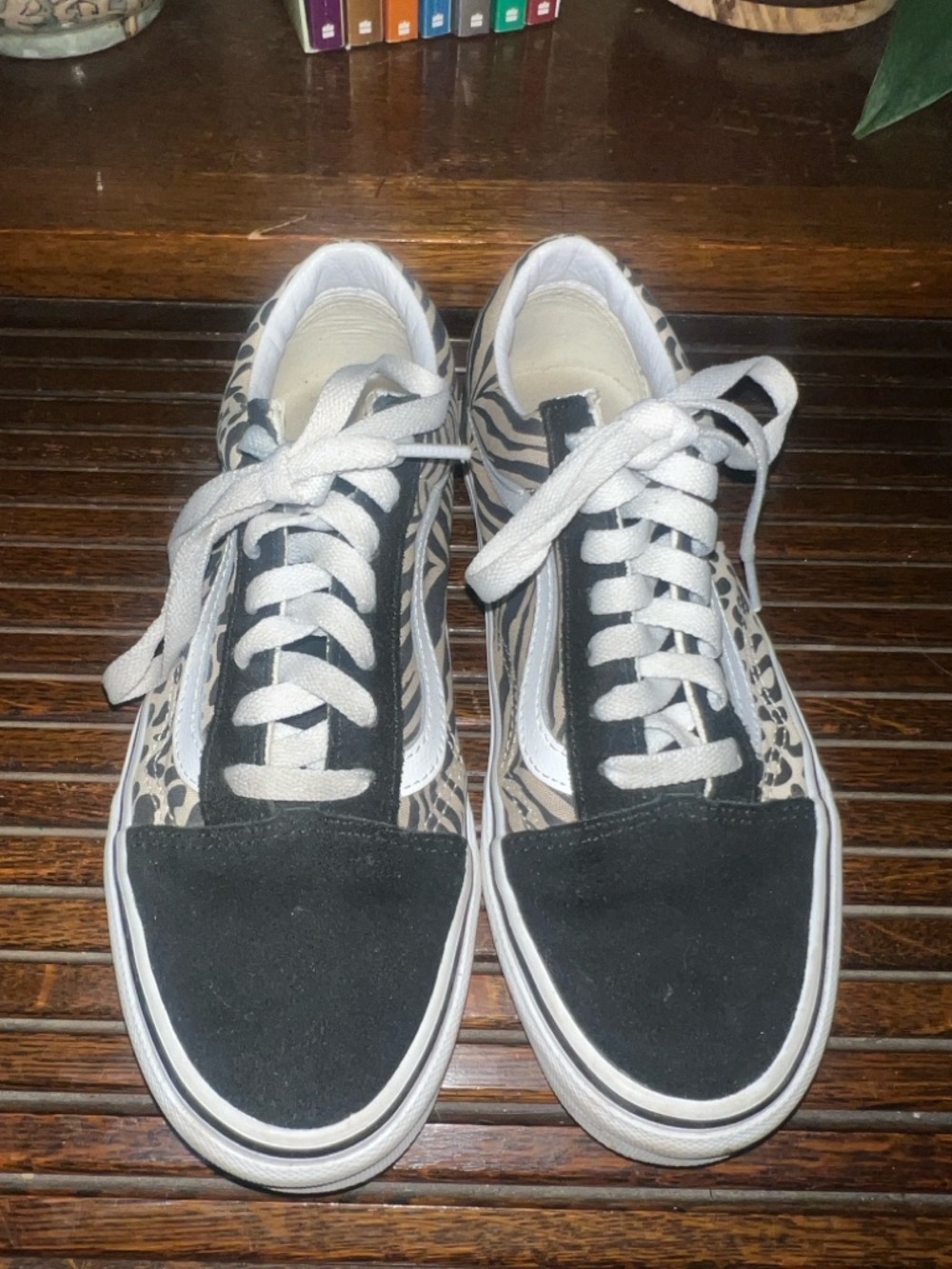 Vans Low-Top Zebra & Leopard Mixed-Print Sneakers - Black/White/Tan